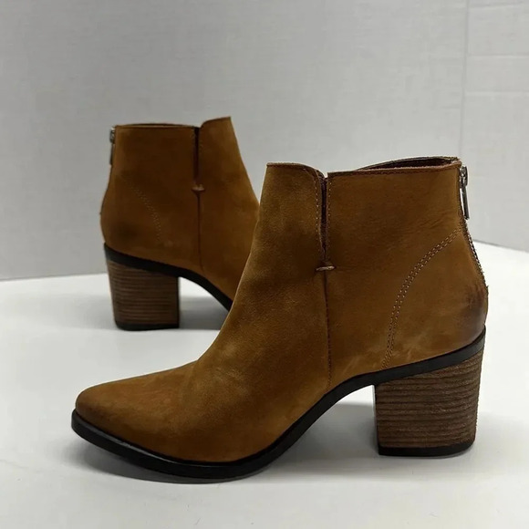 Steve Madden Pawel High Heel Suede Ankle Boots Boot Cognac Brown Women's Size 8 - Picture 9 of 11